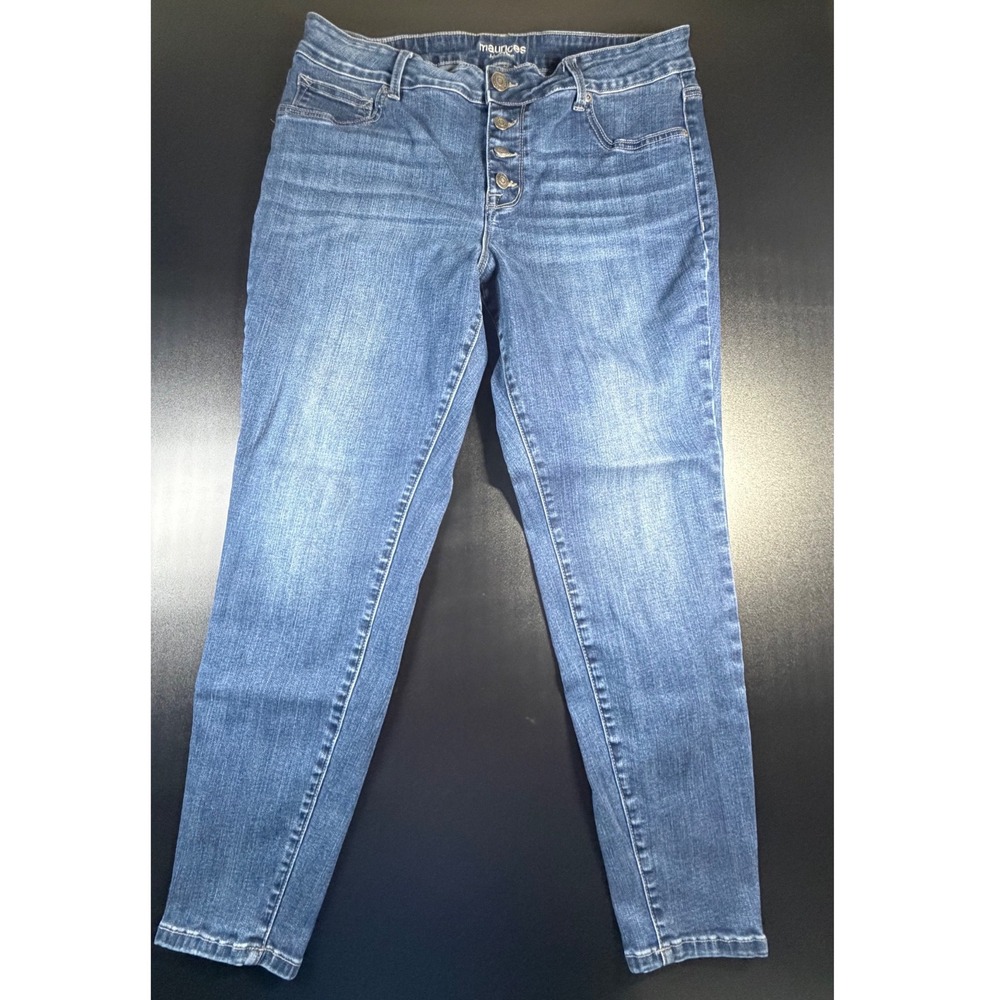Maurices High Rise Skinny Jeans Womens 18W Regular Blue Button Fly Stretch K16